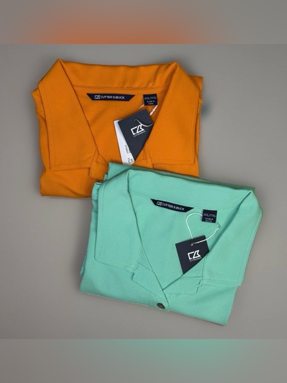NEW Cutter & Buck XXXL 3XL Performance Polo Lot Of 2 Short Sleeve Aqua Orange